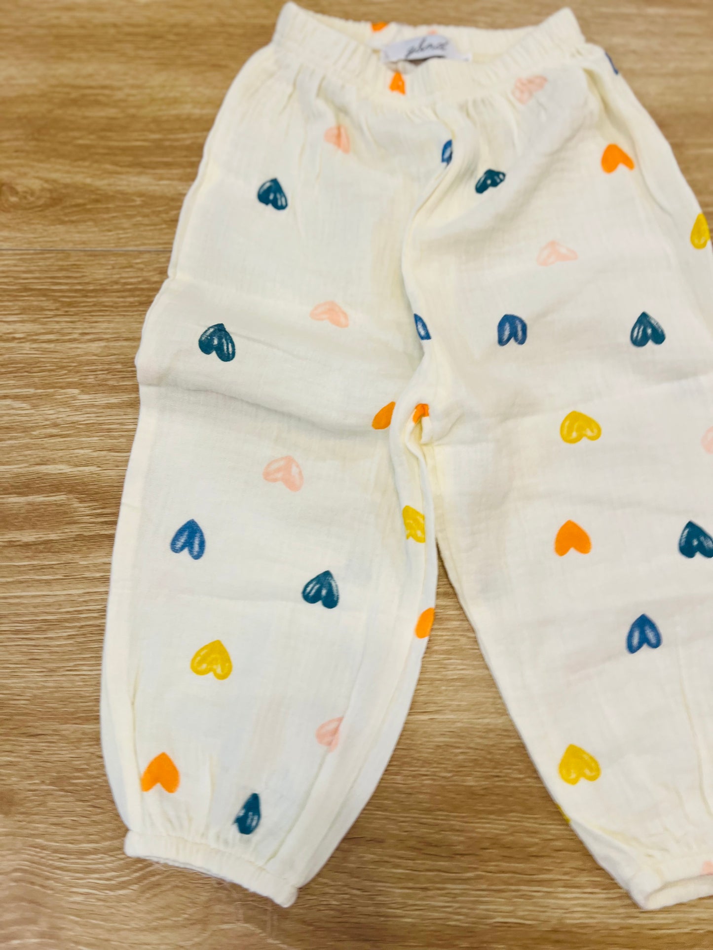 cream heart pants