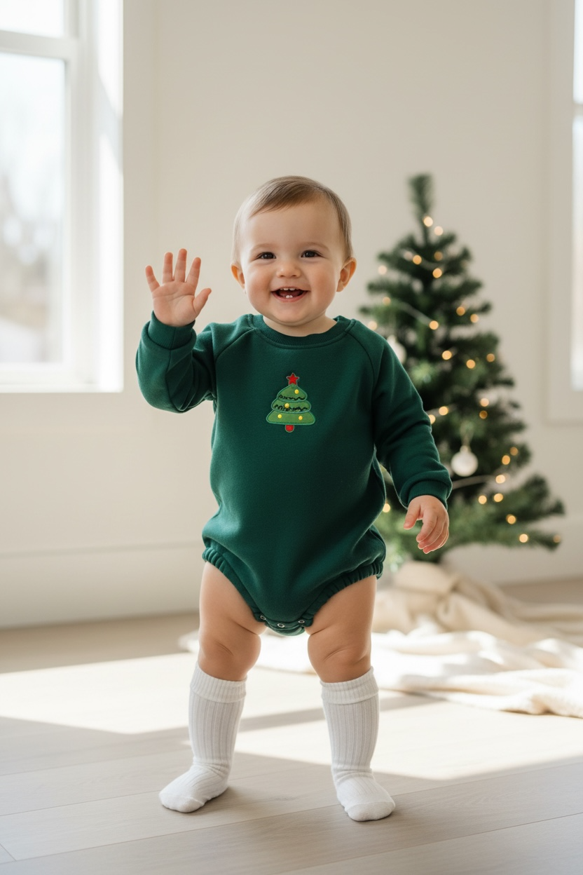green holiday sweater romper