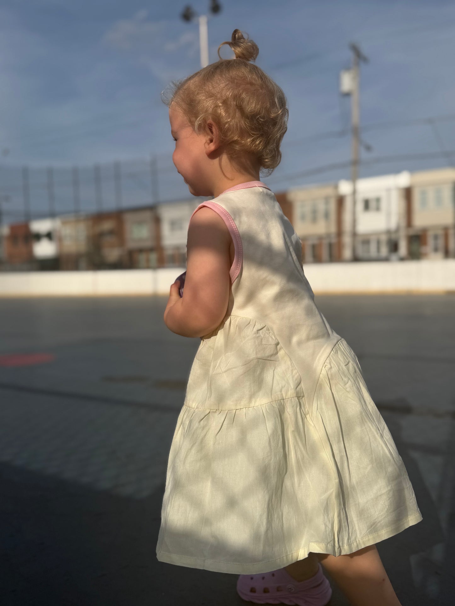 cream flowy dress