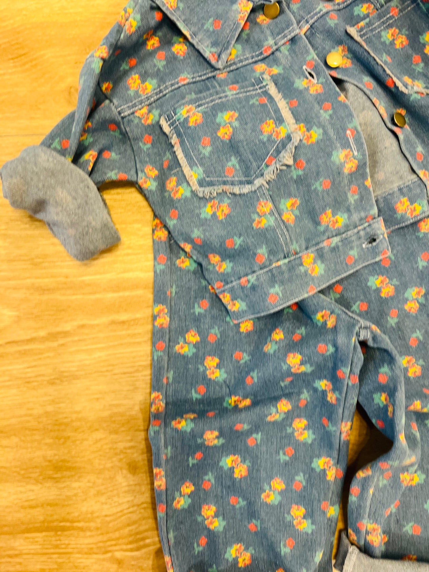 flower denim pants