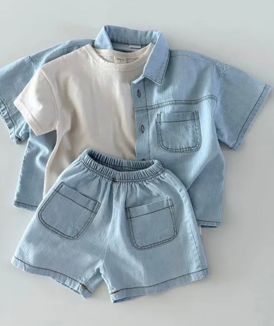 denim short sleeve top