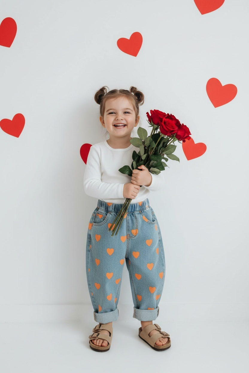 heart denim jeans