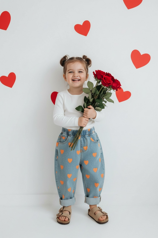 heart denim jeans
