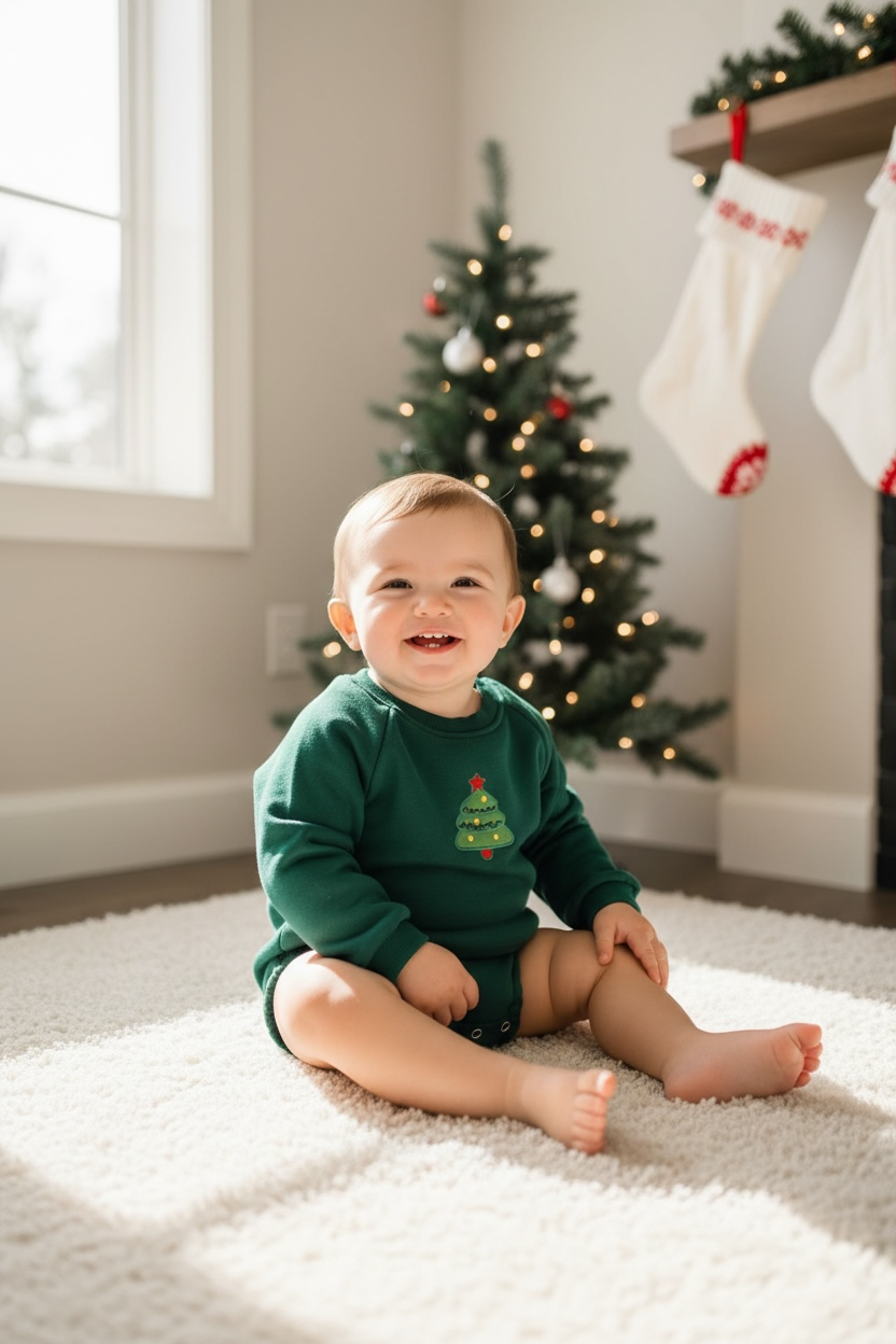 green holiday sweater romper