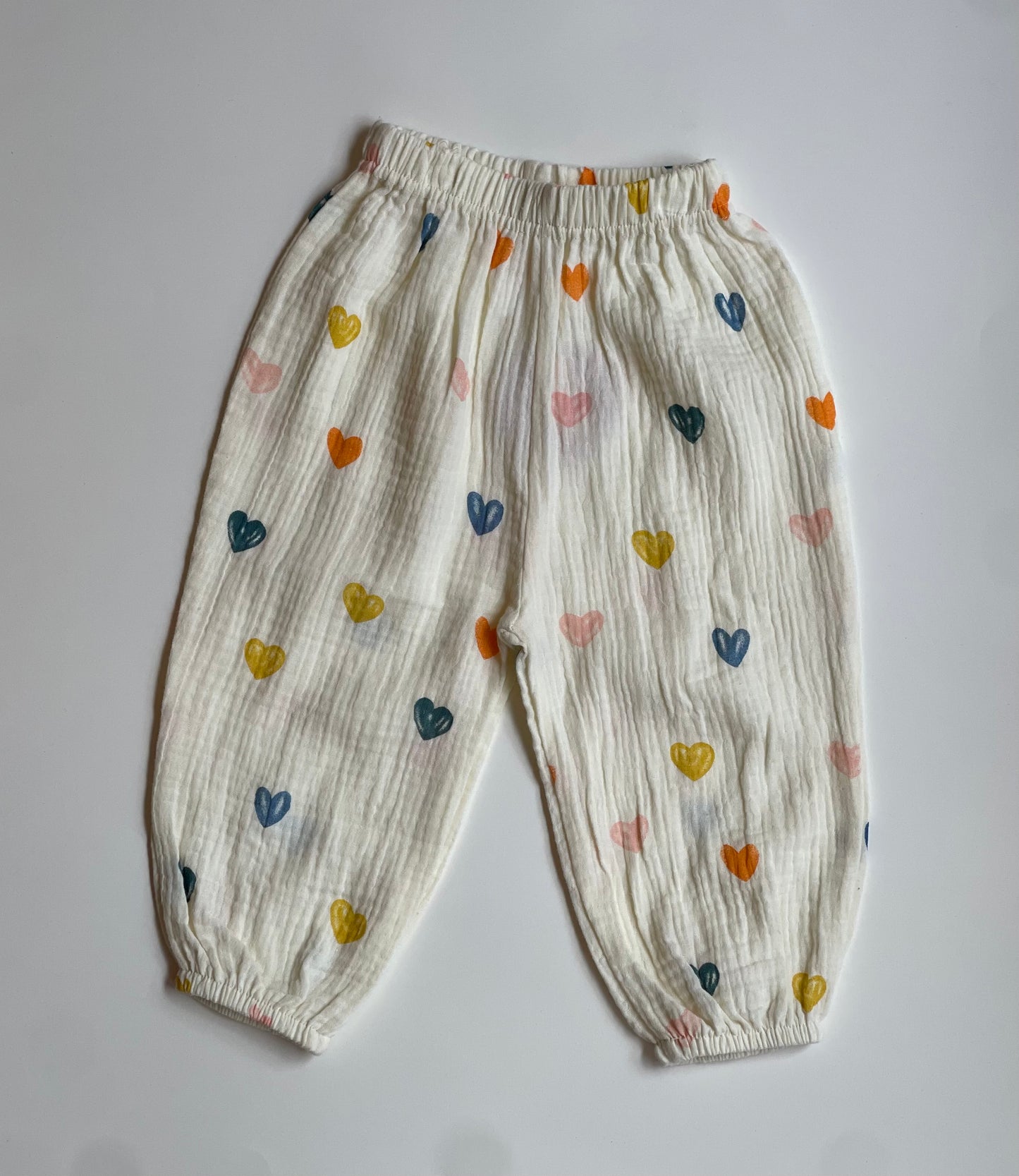 cream heart pants