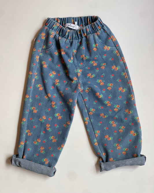 flower denim pants