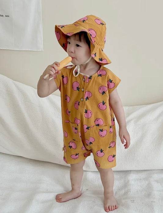 apple romper with sleeves