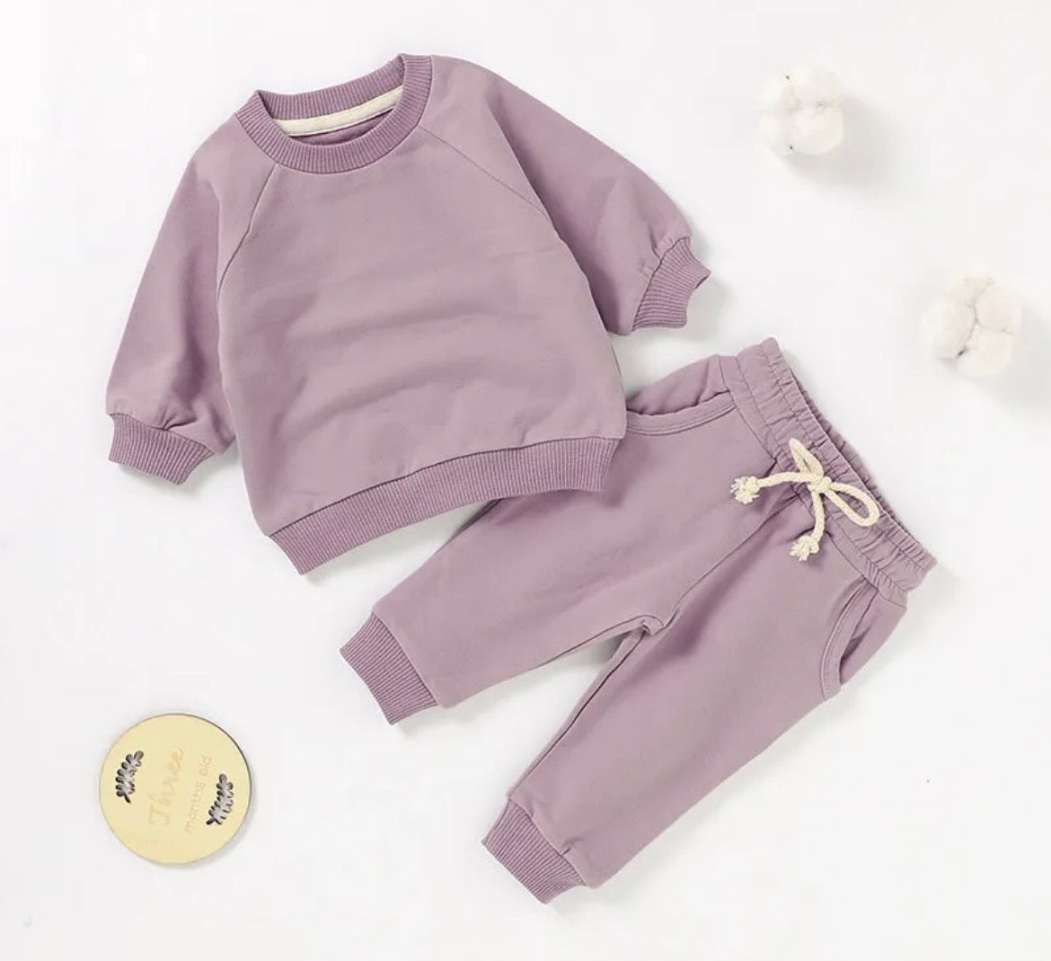 purple/tan sweatsuit