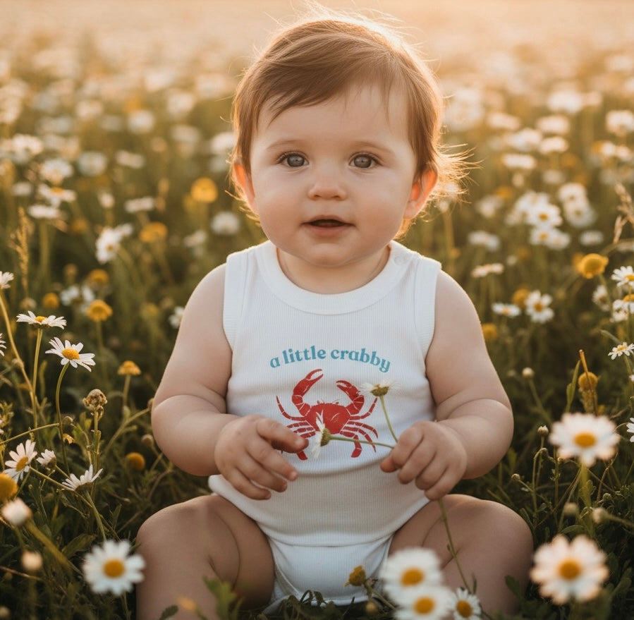 a little crabby 🦀 sleeveless romper
