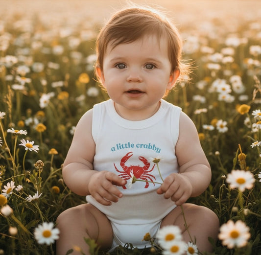 a little crabby 🦀 sleeveless romper