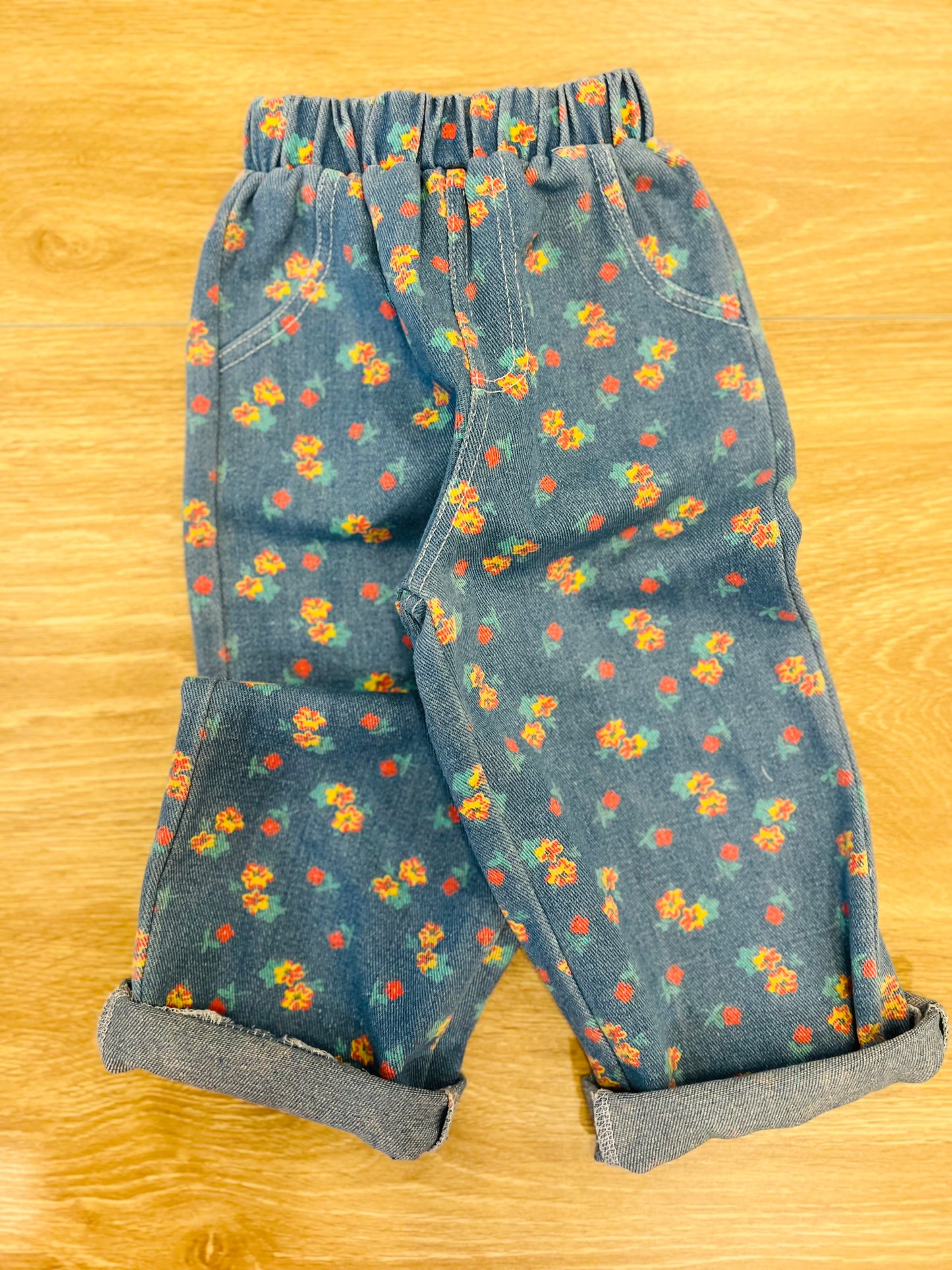 flower denim pants