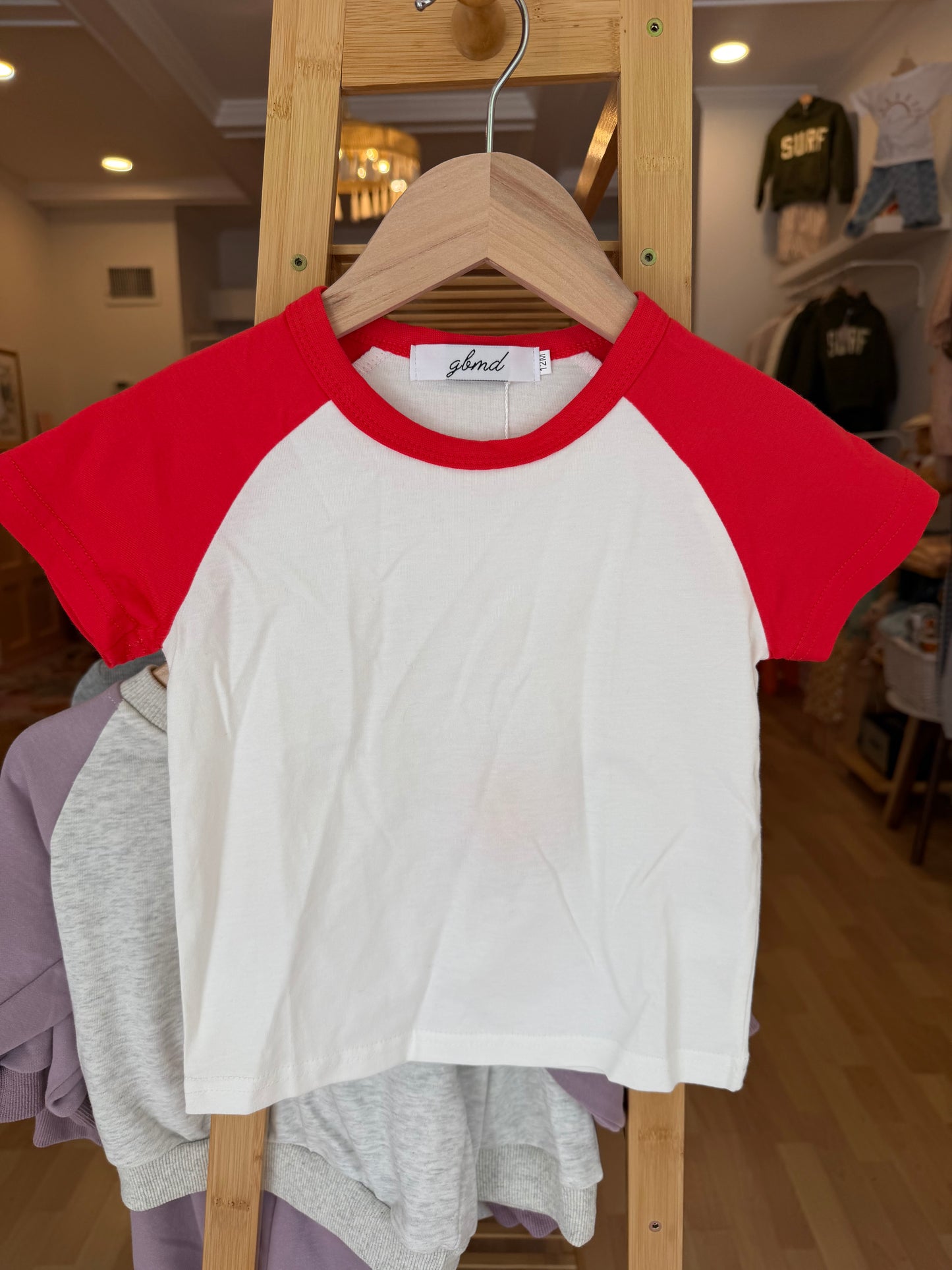 red sleeve tee