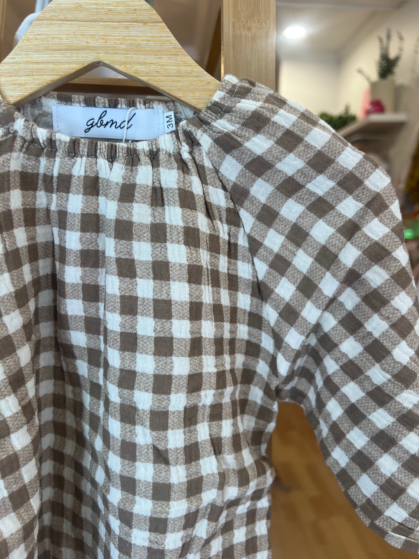 golden gingham romper