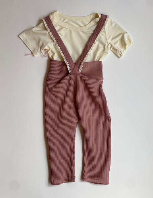 Pink ruffled suspenders